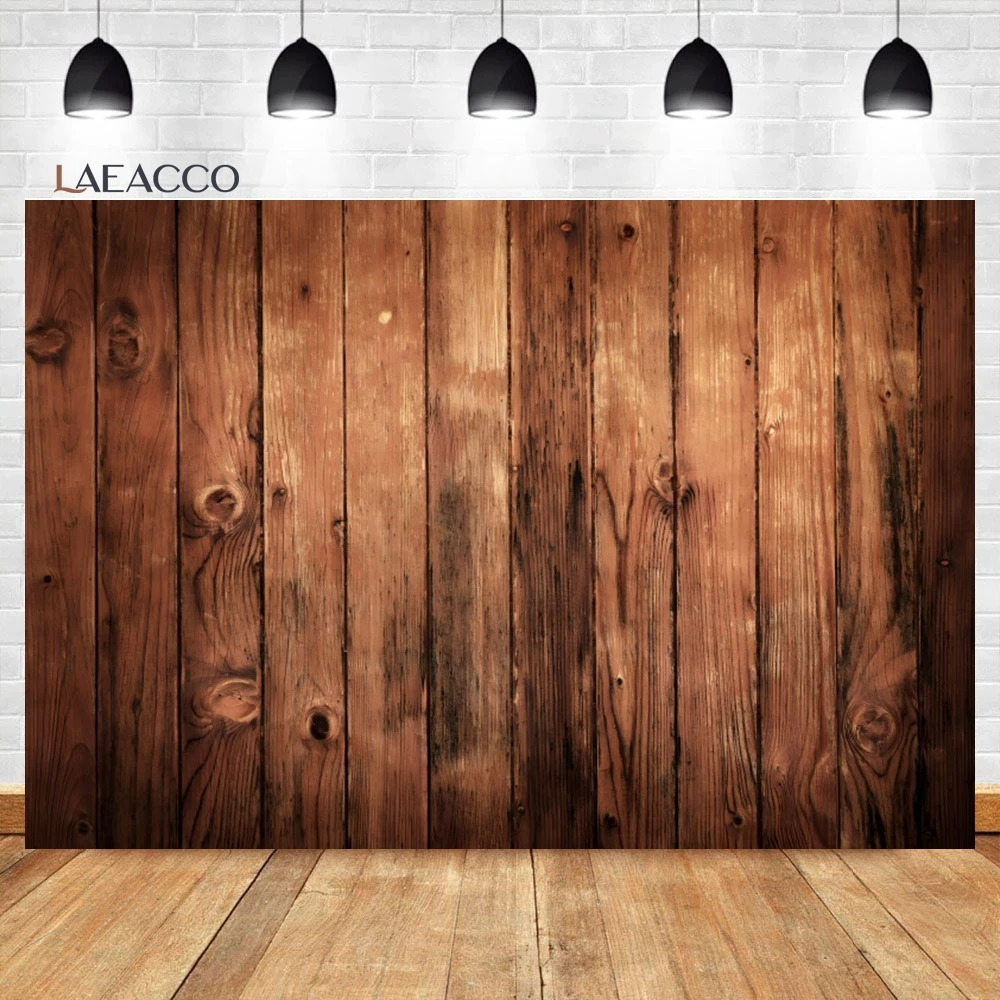 Laeacco Rustic Texture Brown Wood Photography Backdrop Vintage Seamless Wooden Boards Kids Adults Birthday Portrait Background