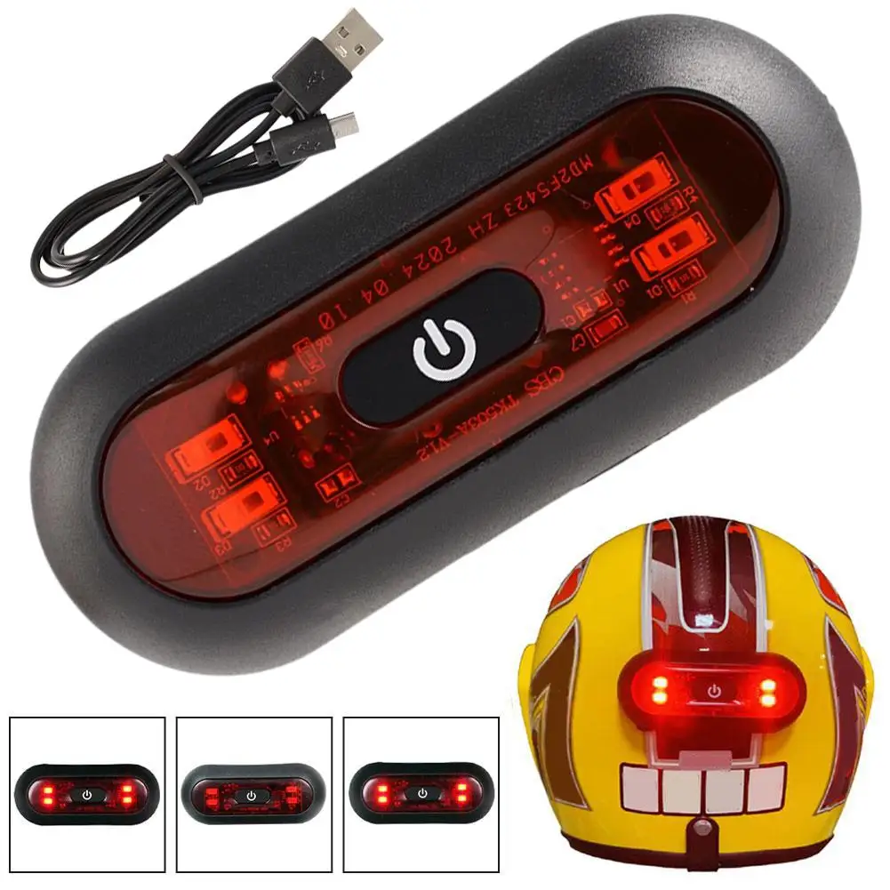Moto Helmet Light Luces Para Casco Bike Taillight Motorcycle Bicycle Helmet Safety Signal Warning Rear Lamp Waterproof LED Light
