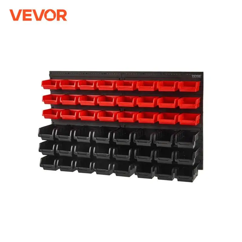 VEVOR 48pcs Parts Storage Bins Wall Mounted Garage Containers with Wall Panels Tool Organizer for Nuts Bolts Screws Nails