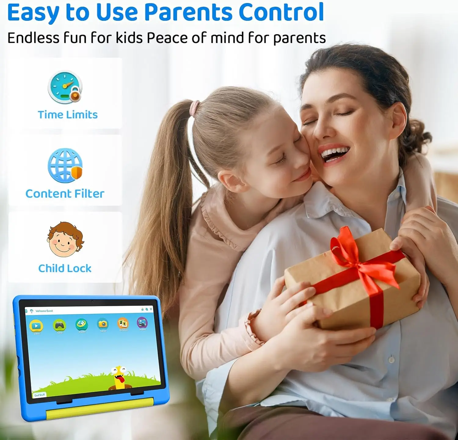 URAO 10 pollici modello cartone animato tablet per bambini Android Octa-Core 8 GB RAM 64 GB ROM giochi educativi per l'apprendimento compresse regali per bambini