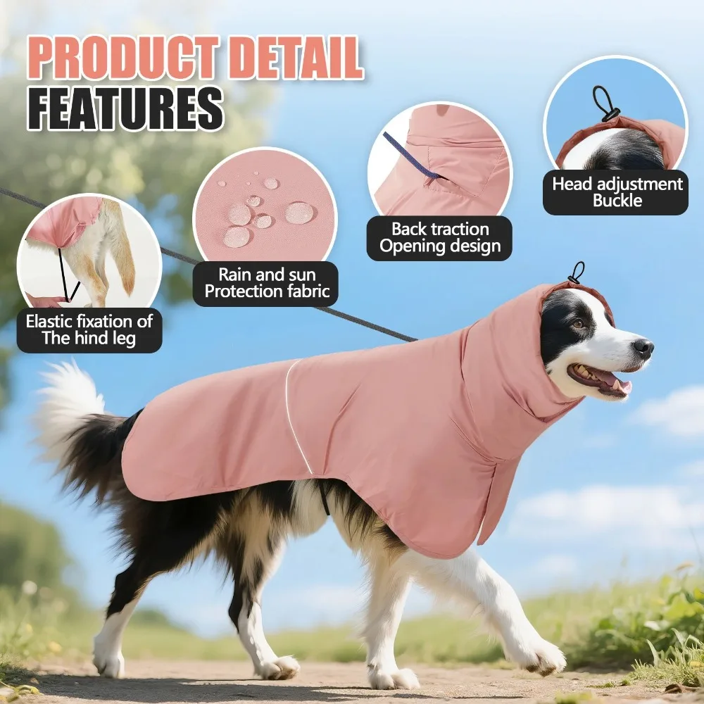

Waterproof Dog Sun Protection Clothing Breathable Adjustable Dog Rain Jacket Windproof Quick Dry Pet Clothes Outdoor Walking
