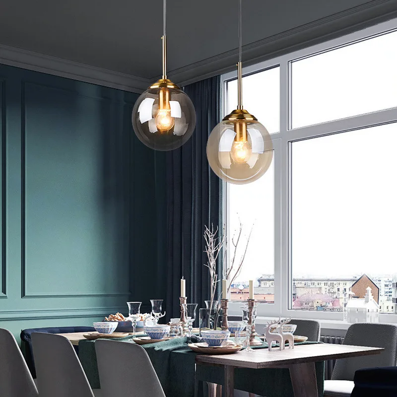 Nordic żyrandol restauracyjny nowoczesna prosta jadalnia kawiarnia Bar sypialnia nocne szklane lampy Home Decor lampa wisząca oświetlenie E27