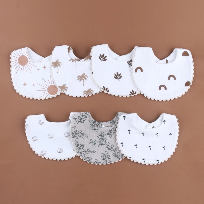 New Design Korean Cotton Gauze Baby Bibs Lace Floral Newborns Baby Feeding Saliva Towel Burp Cloth Scarf Infant Baby Accessories