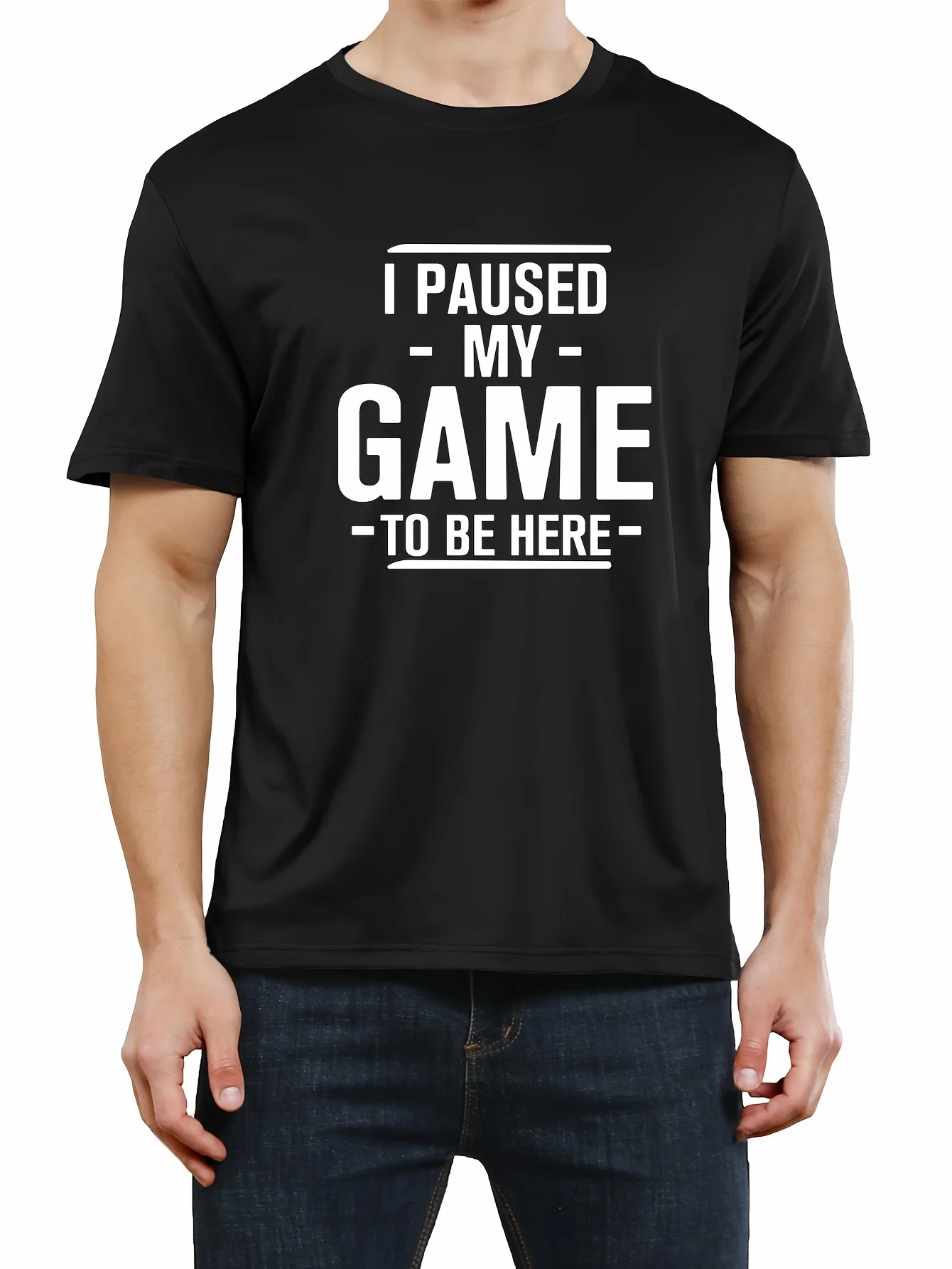 I Paused My Game Funny Graphic Tee - Casual Comfortable Men's Crew Neck T-Shirt - All Seasons