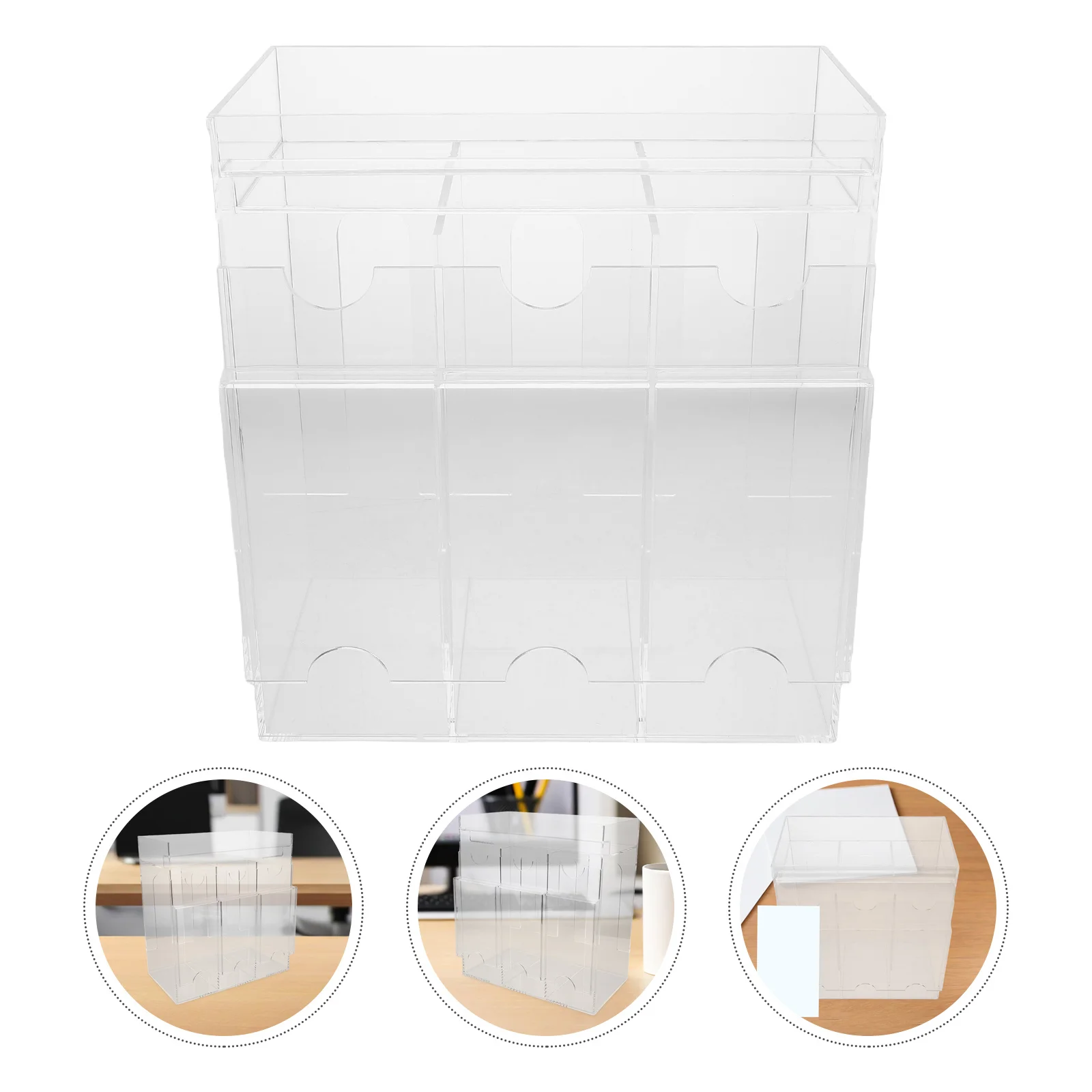 

Transparent Acrylic Card Organizer Multi Compartment Design for Trading Business Greeting Cards Display