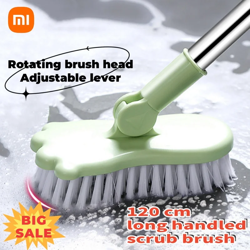 Xiaomi Floor Scrub Brush Rotating Brush Long Handle Windows Stiff Bristle Broom Mop For Bathroom Kitchen Floor Crevice Cleaning