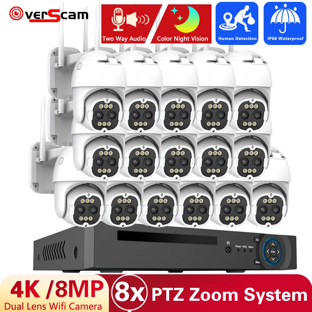 

16CH 4K 8MP Wifi Surveillance Cameras H.265 POE NVR 8X Zoom Ip Cameras Wireless Monitor Outdoor wireless security CCTV camera