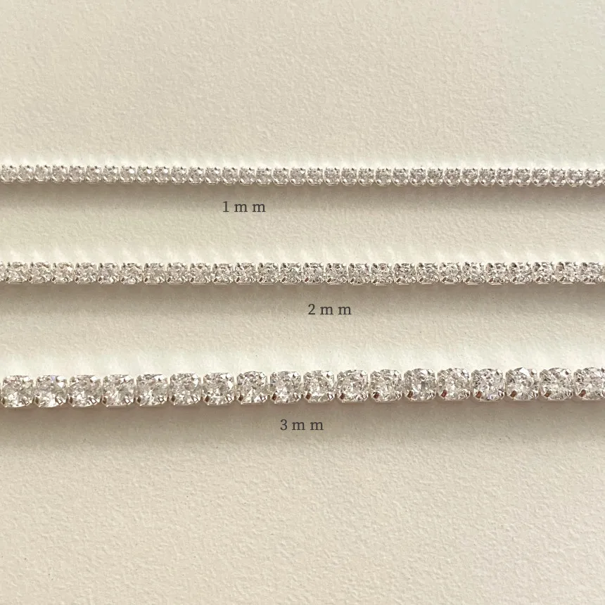 1mm 2mm 3mm Authentic 925 Sterling silver 4-Prong  Round CZ 4A+ Lab Diamond Tennis Chain Bracelet Wrist jewelry C-A356