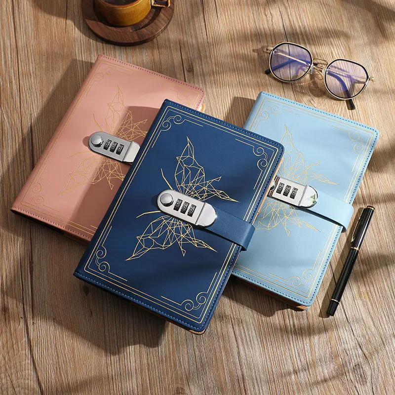 A5 Password Notebook Vintage Bullets Log With Lock Privacy Secret Notepad Cut Stationery Notes Book Student Gift School Supplies