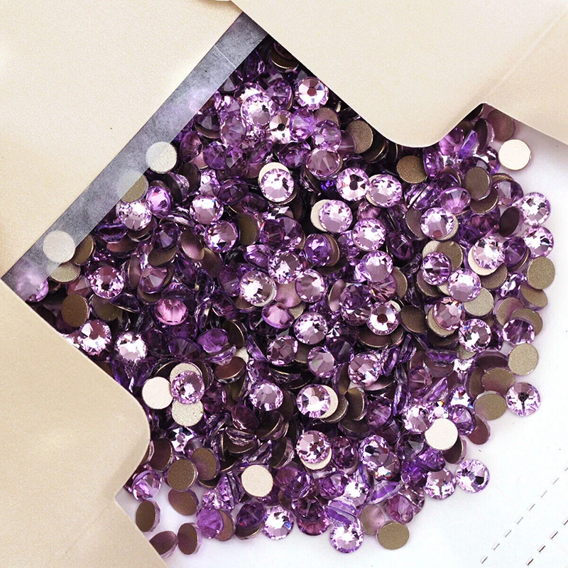 YANRUO 2088NoHF All Sizes Violet Glitter Non Hotfix Glass Stones DIY Crafts Strass Flat Back Rhinestones Crystals For Dresses