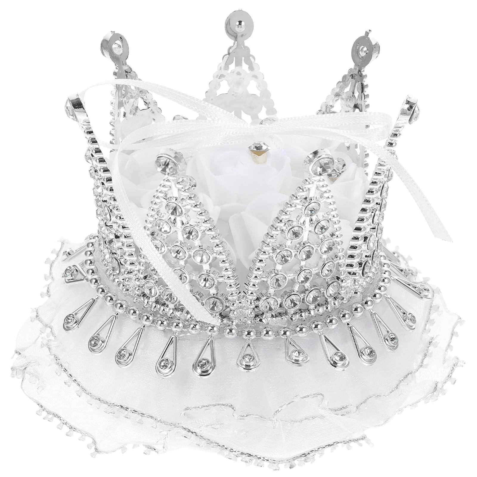 

Elegant Vintage Wedding Box Bridal Holder Ceremony Safe Material Crown Shaped Gift Diamond Jewelry Accessory
