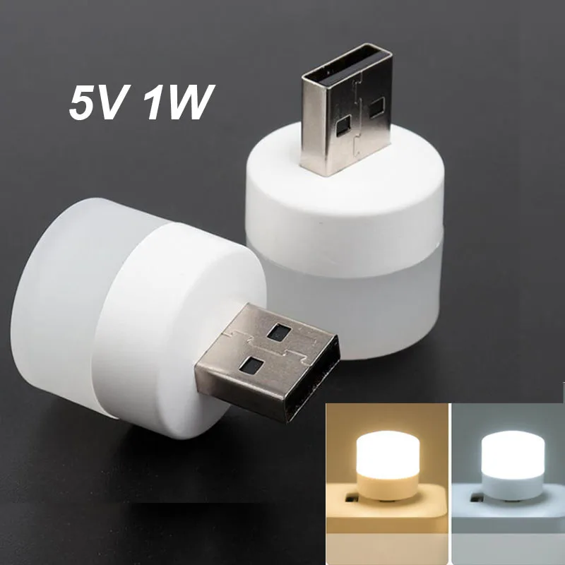 Porta USB Livro Reading Lights, Mini LED Night Light Bulb, Lâmpada para Camping, Powerbank Carregamento, Proteção para os olhos redondos, 5V, B4