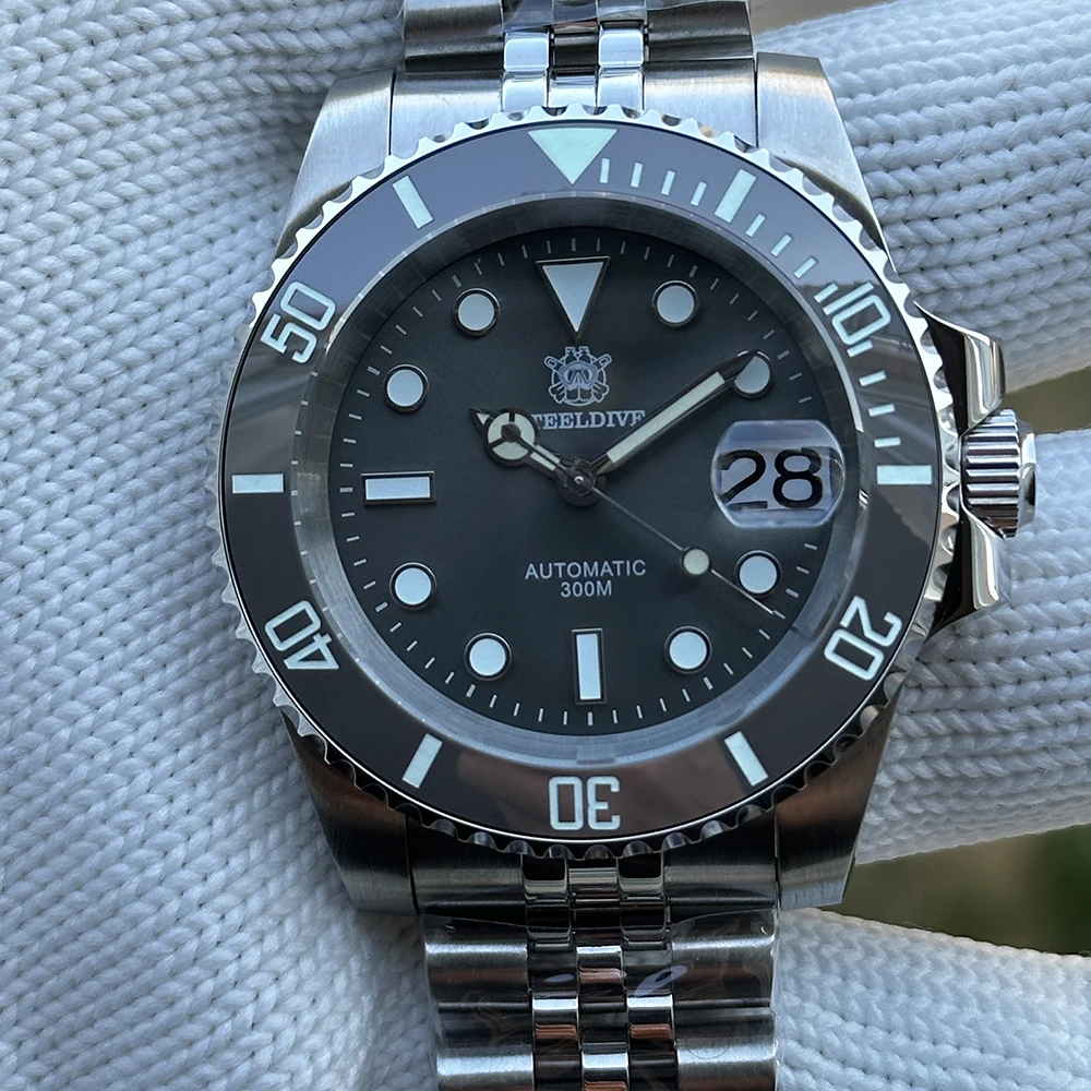 STEELDIVE marca SD1953 esfera gris acero inoxidable NH35 reloj bisel cerámico 41mm cristal de zafiro hombres relojes de buceo hombre