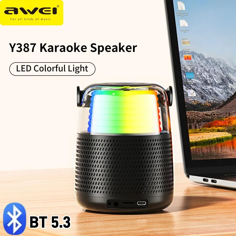 

Subwoofer With Microphone Bluetooth Speakers Portable Outdoor Stereo Shocking Sound Box Support AUX TFcard 3000mAh Battery KTV