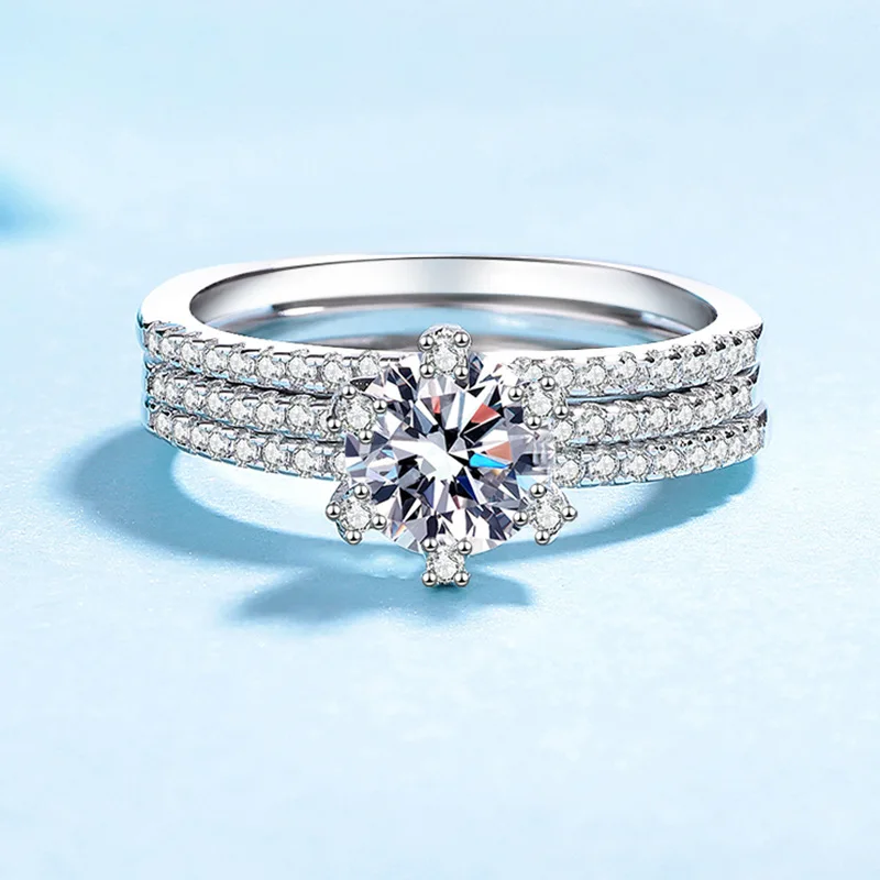 Row Ring Three-Wear Versatile Ring 1ct Women Moissanite PT950 Platinum One Ring Multi-Wear, All-match & Elegant