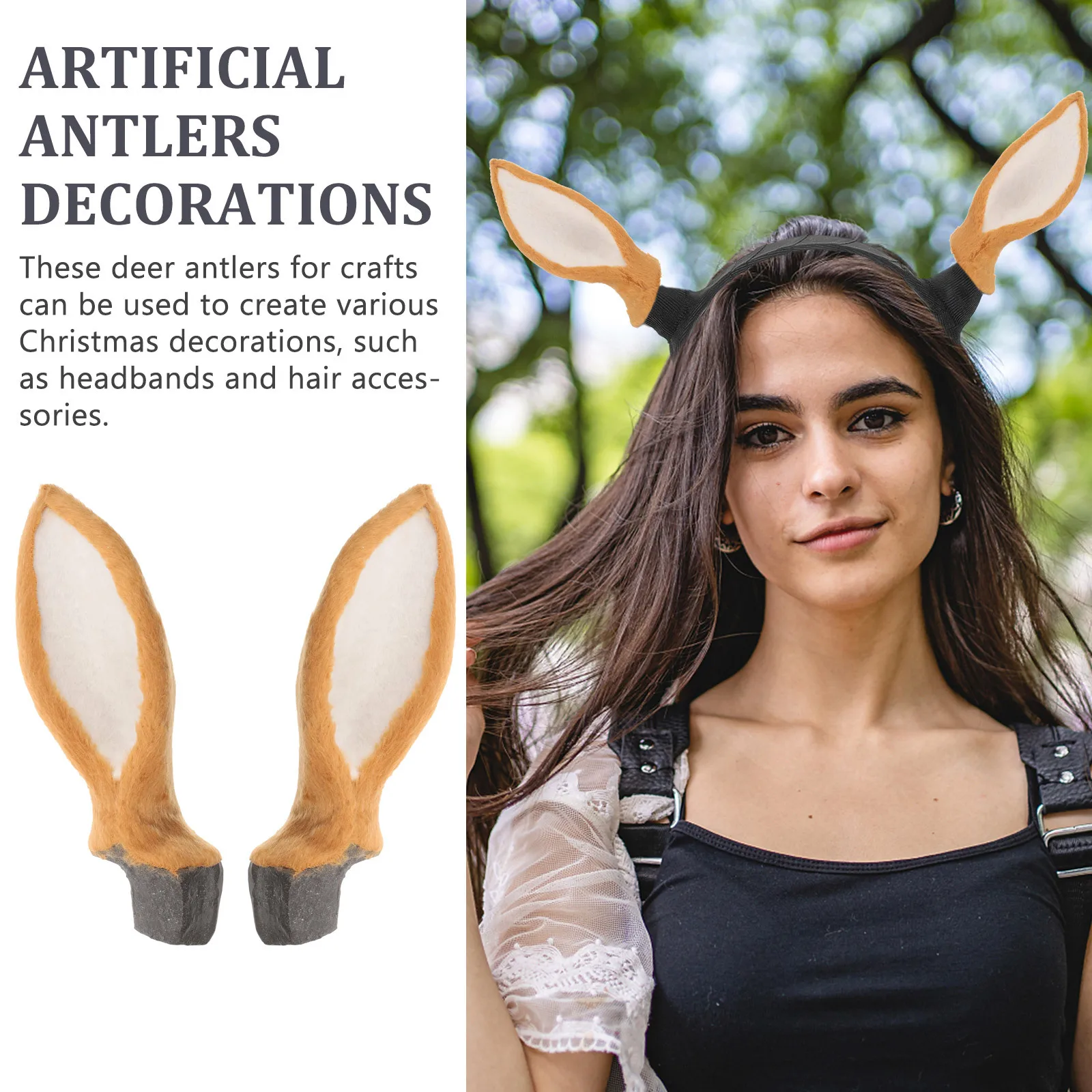 

1 Pair Artificial Deer Christmas Decorations Diy Craft Embellishment For Headband Hair Accessories Women Party Hat Making Kit