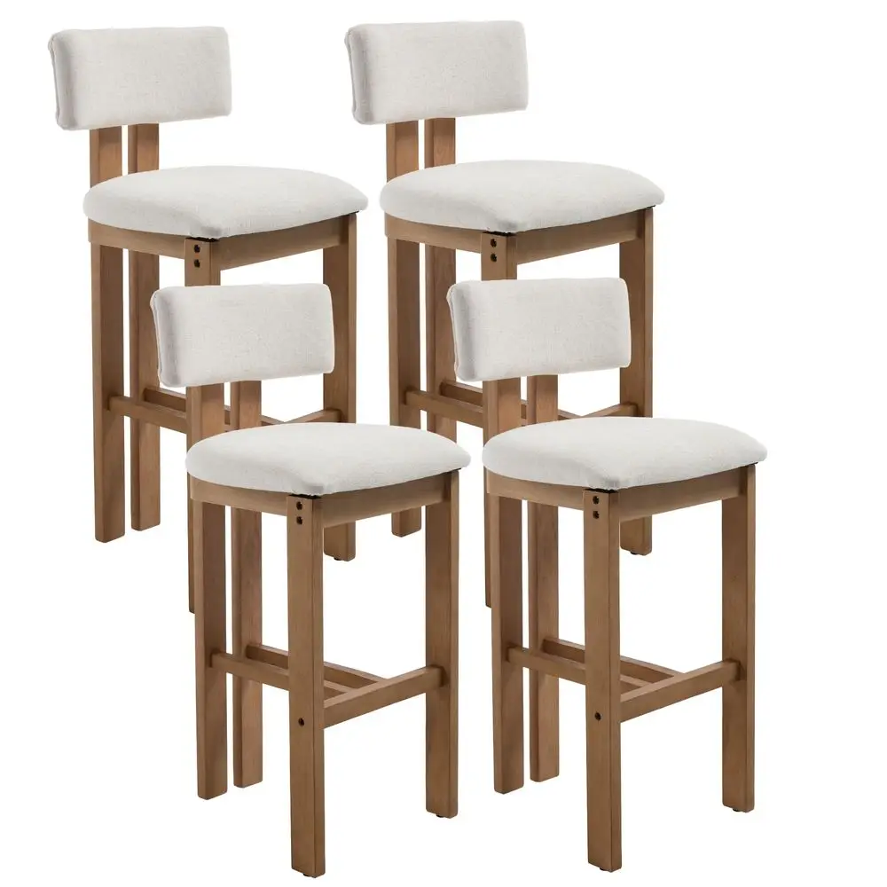 

Mid Century Modern Counter Bar Stools Set of 4,Farmhouse Comfy Counter Height Barstools holstered Wooden Bar Chairs with Foot