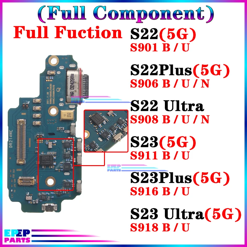 Usb Dock Charger Port for Samsung Galaxy S901 S906 S908 S911 S916 S918 B U N S22 S23 Plus Ultra Charging Board Module