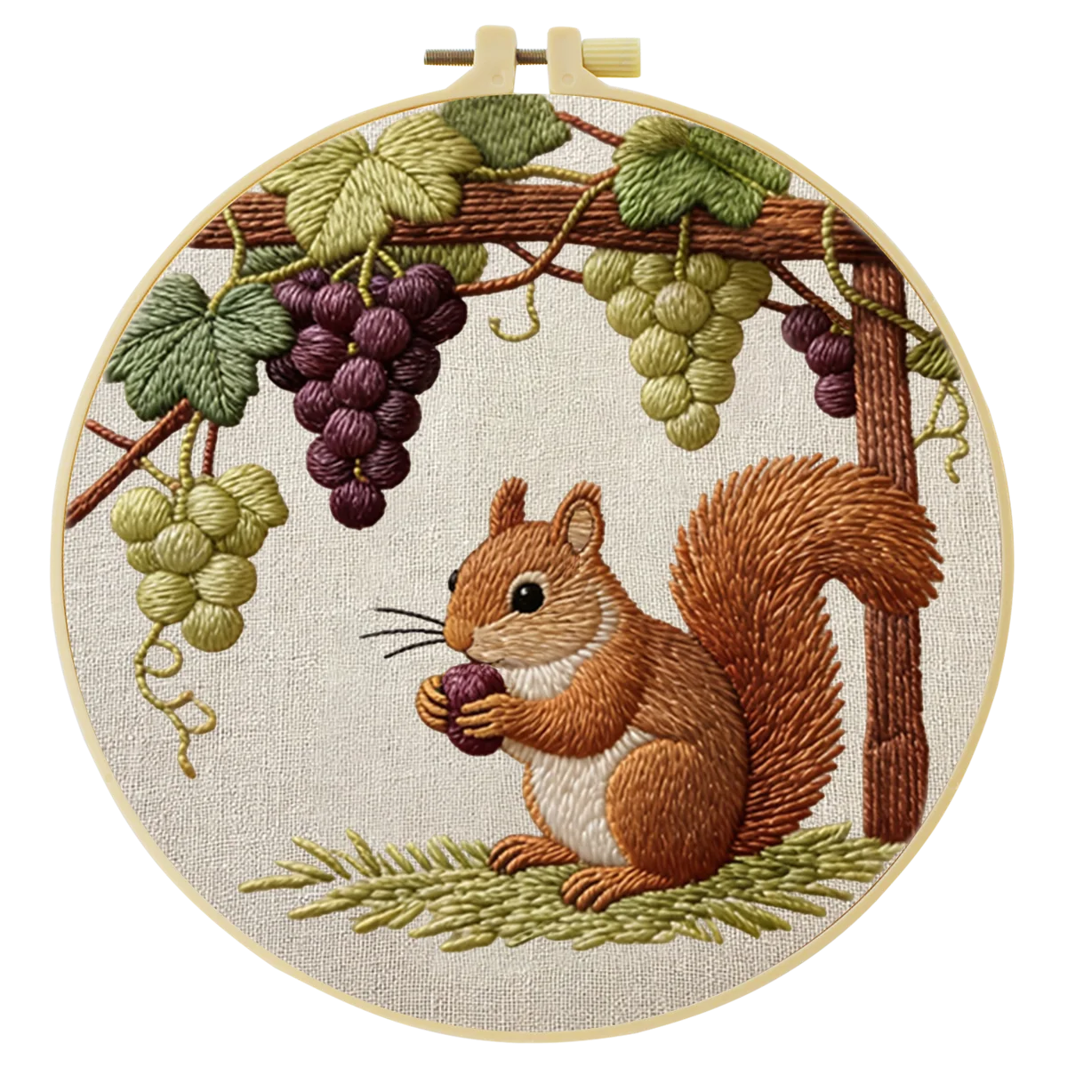 1 Stück 20X20CM/15X15CM 7,87/6,3 Zoll Eichhörnchen-Stickerei-Starter-Kit DIY-Kit DIY-Stickerei-Set für Anfänger – Detail 3