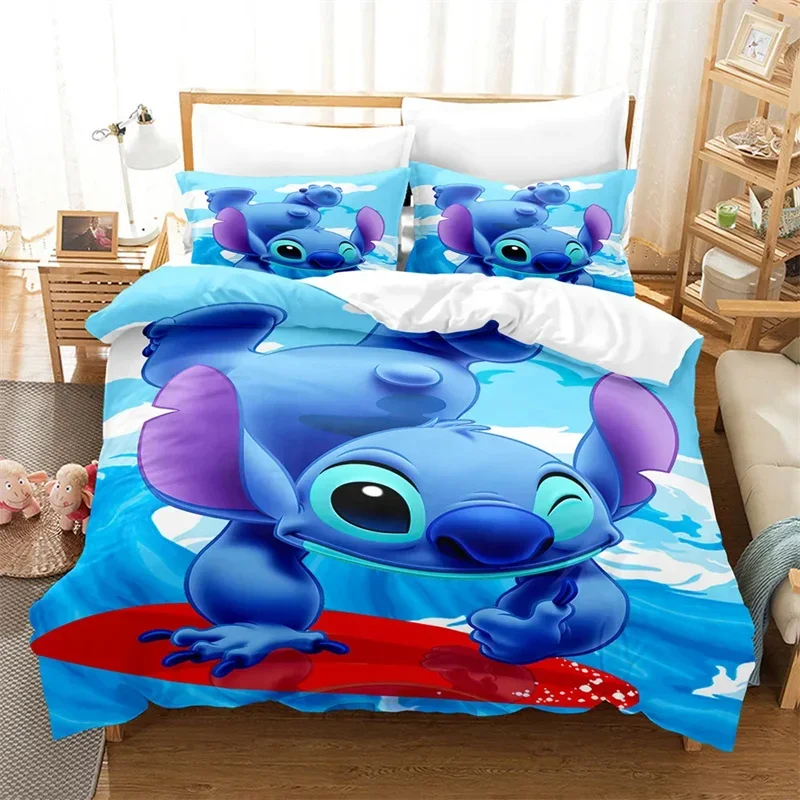 Funda de edredón Stitch, juego de cama de varias piezas, adecuado para niños y niñas, cama individual y doble, tamaño Queen, regalo para niños