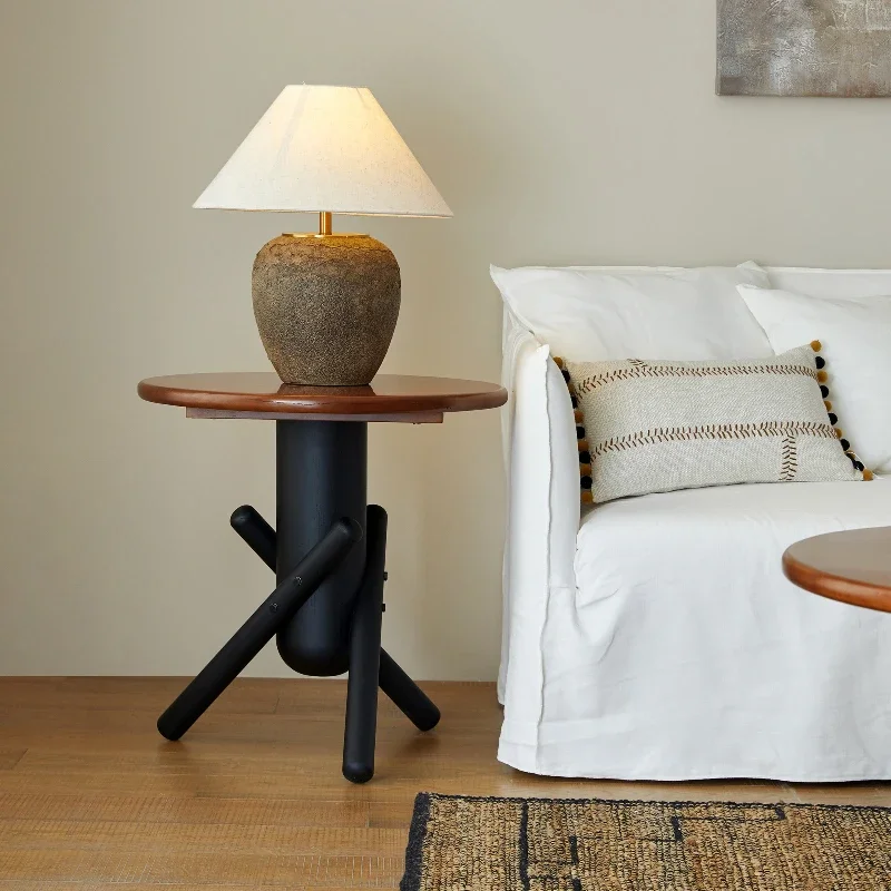 ZBrown Nordic Coffee Table Italian Walnut Aesthetic Wood Small Side Table Round Unique Designer