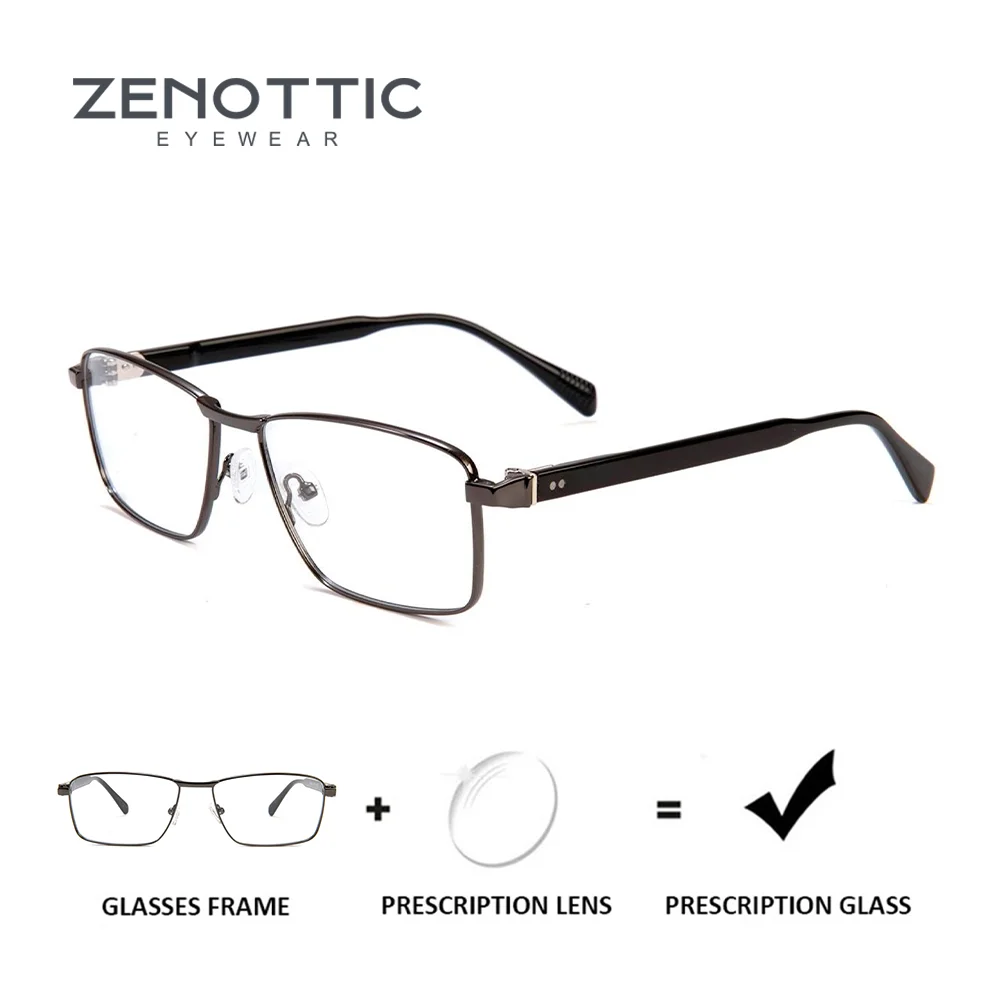 

ZENOTTIC Fashion Metal Custom Prescription Glasses For Men Rectangle Multifocal Optical Eyeglasses Myopia Lenses Man