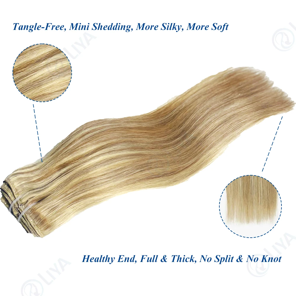 Extensões de cabelo com clip reto, cabelo humano, cor ombre, cabeça cheia, destaque brasileiro, P8, 613, 8pcs, conjunto