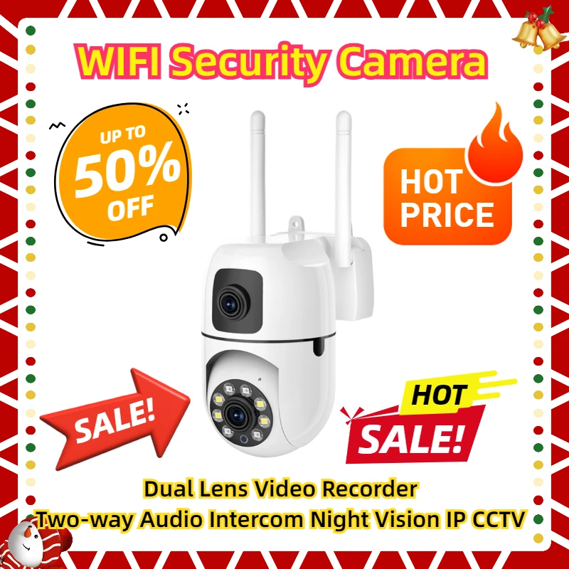 

4MP 2K Dual Lens Video Recorder Two-way Audio Intercom Night Vision IP CCTV WIFI Security Camera Outdoor Waterproof HD