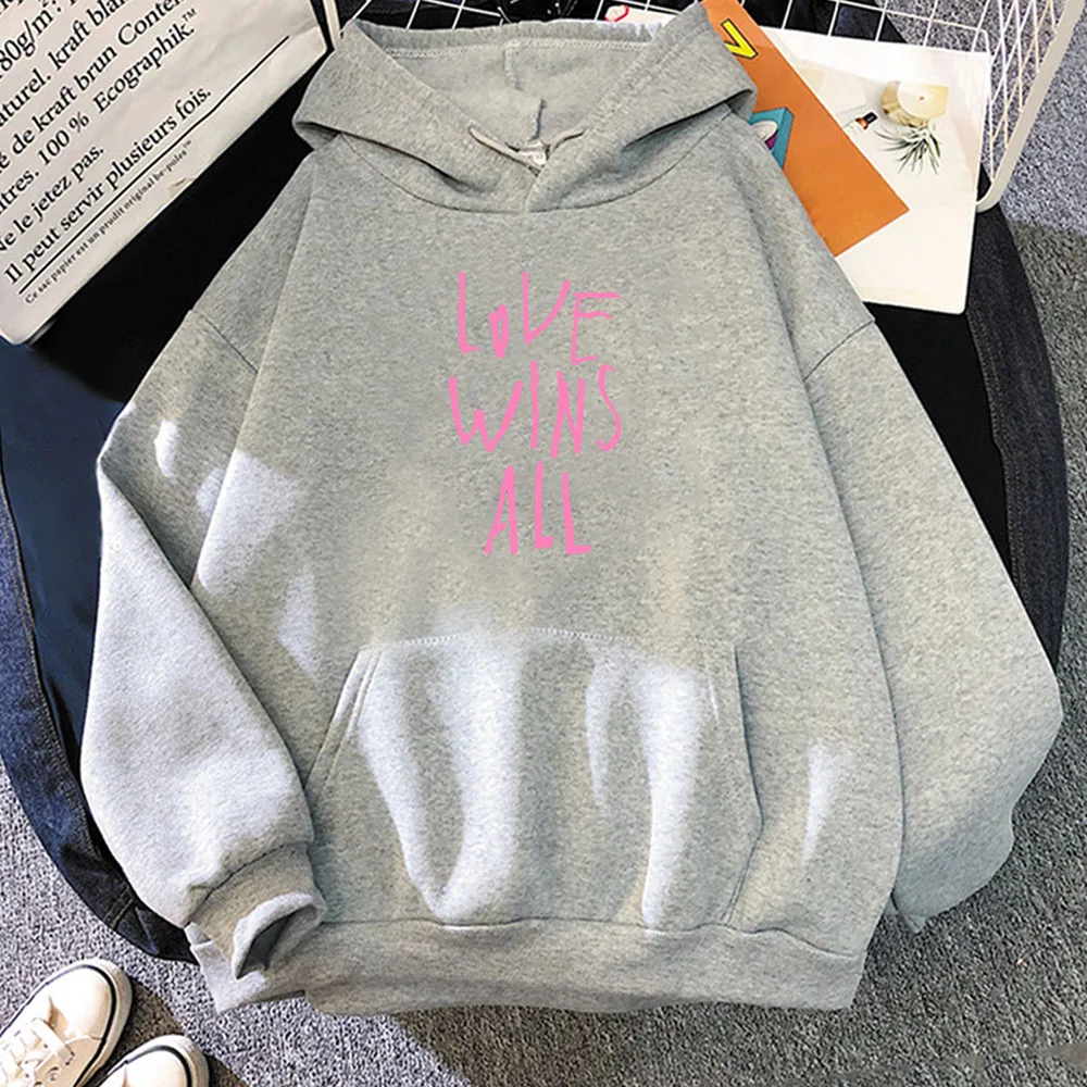 I&U Love Wins All Hoodies Korean Singer New Song Sweatshirts for Fans Casual Long Sleeve Letter Print Streetwear Hip Hop