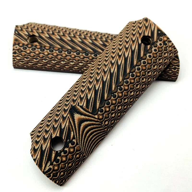 CNC Custom Textured Pattern Brown-Black Tactics 1911 Models Grip Handle Patches Full Size DIY Shank Scales Making Accessories