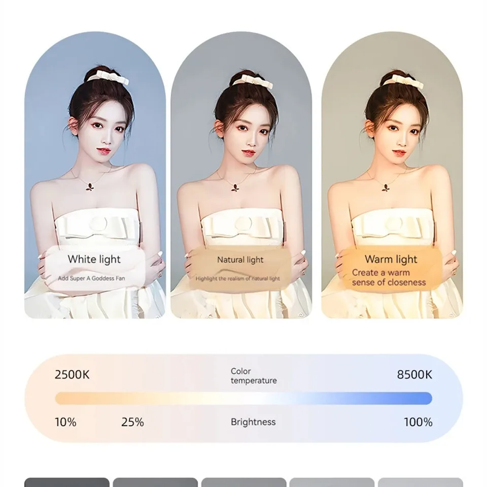 Selfie Fill Light Photography Lighting Led Square Lamp for Video Recording Live Broadcast Mobile Fill Light with Clip