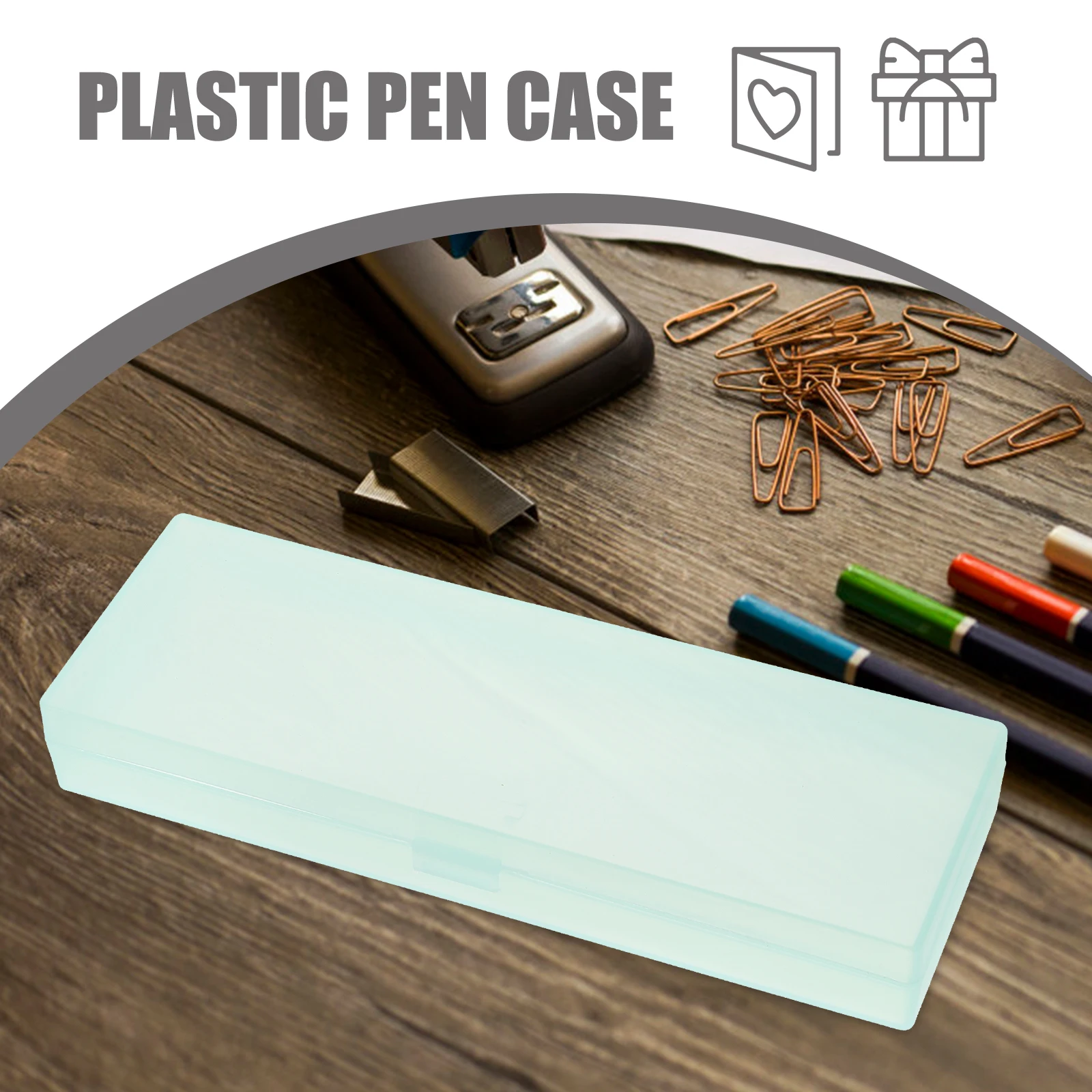 2pcs 투명 연필 케이스 플라스틱 펜 상자 학생을위한 스토리지 주최자 휴대용 쓰기 케이스 여행 편지지 녹색