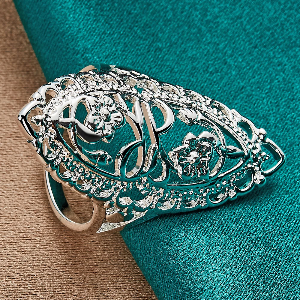 925 Sterling Silver 6-10 Delicate Openwork Ring for Women, Wedding, Engagement, Party - Stylish and Charming Jewelry