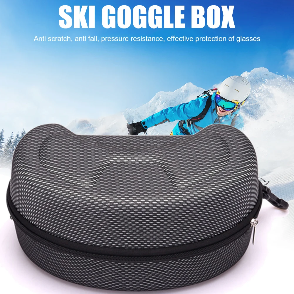 Ski Goggles Case Travel Skiing EVA Sunglasses Storage Box Carrying Zipper Holder