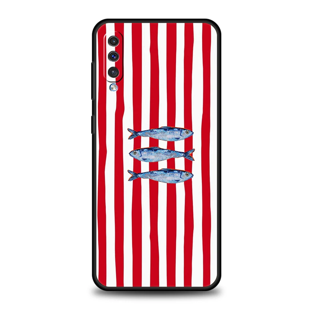 Phone Case for Samsung Galaxy A57 A56 A37 A36 A26 A16 A14 A12 A42 A34 A24 A22 A10S A20E 5G Soft TPU Shell Cute Sardines Fundas