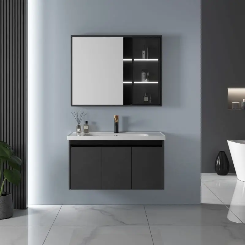 Armoire de salle de bain en bois contreplaqué, raccords de vanité, design novateur, qualité