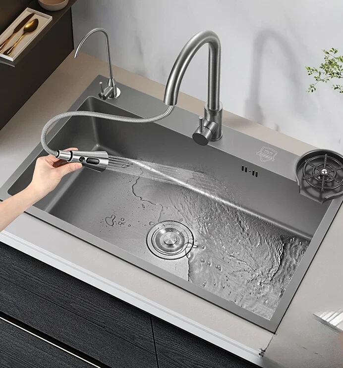 

304 большая раковина из нержавеющей стали с одним резервуаром для мытья под стойкой