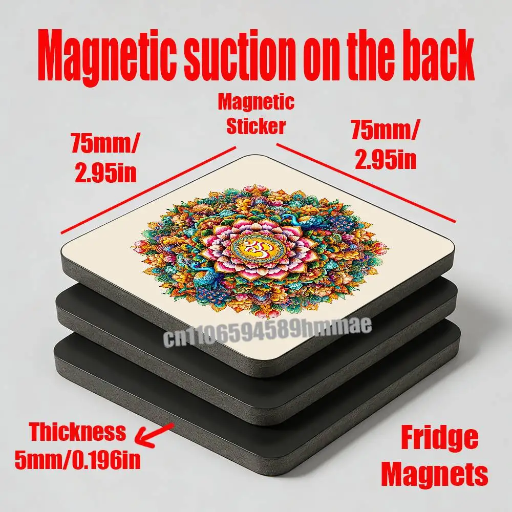 For Yoga Aum Om Mandala wallpaper Fridge Magnets Freezer Metal Cabinet Custom Refrigerator Magnetic Card Case