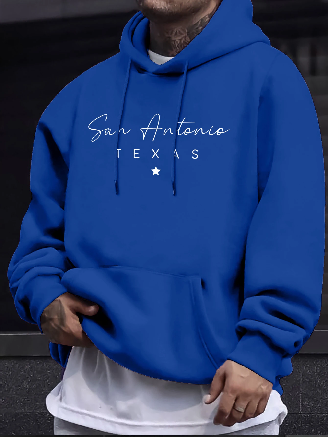 San Antonio Texas Herren-Modeoberteil mit kreativem Buchstabendruck, warme Fleece-Pullover, bequemer Herbst-Hoodie, All-Match-Freizeit-Sweatshirt