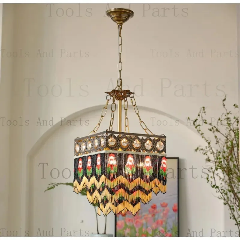 

Люстра для столовой, спальни, полностью медная, французский, элитный дизайн, розовое освещение