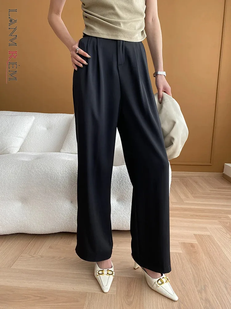 

[LANMREM] High Waist Straight Pant For Women Wide Leg Trousers Office Lady Loose Female Clothing Fashion 2024 Autumn New 26C129