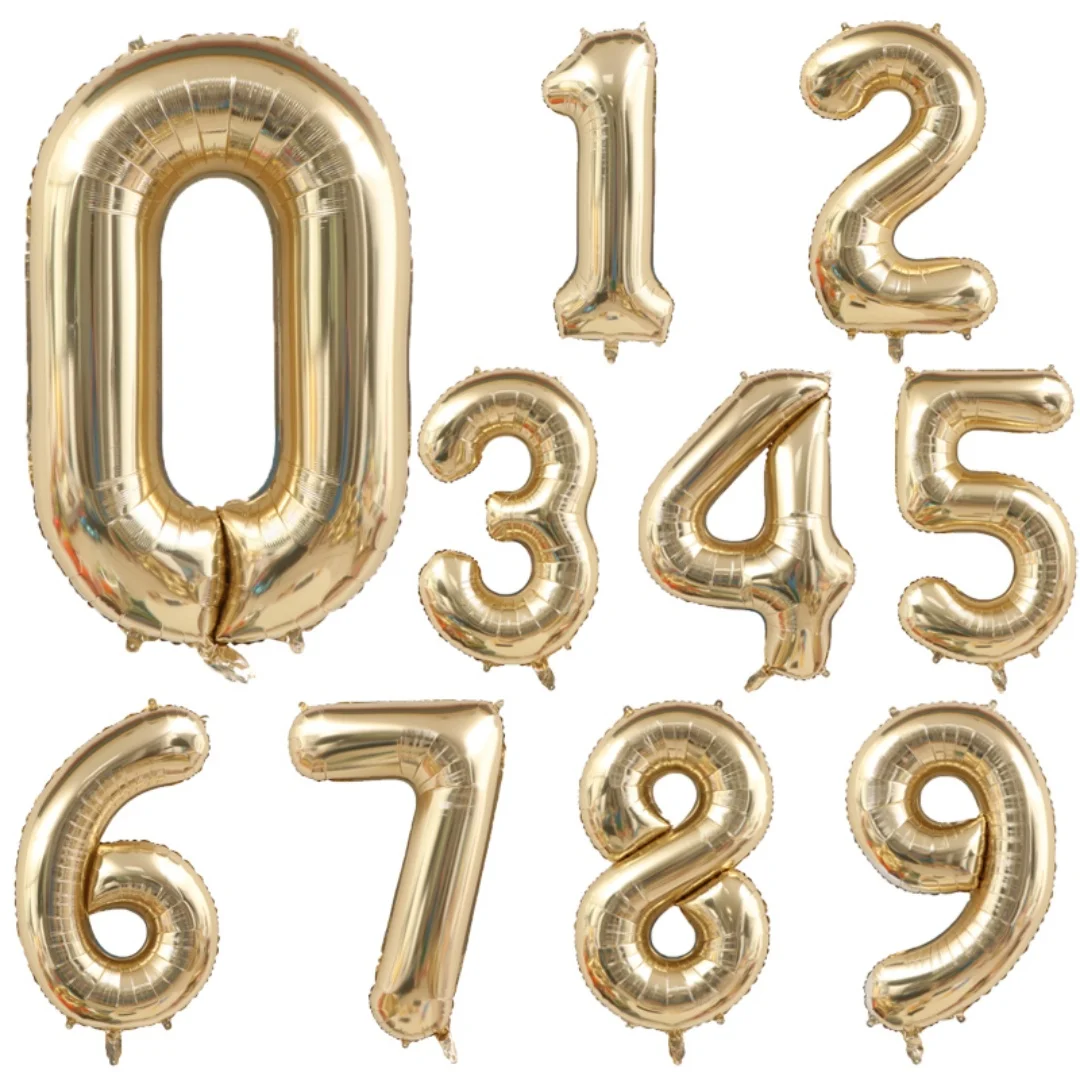 40Inch Champagne Gold Number Balloon Adult Baby Boy Girl Happy Birthday Party Decorations 1st Kids Large 1-9 Foil Helium Globos