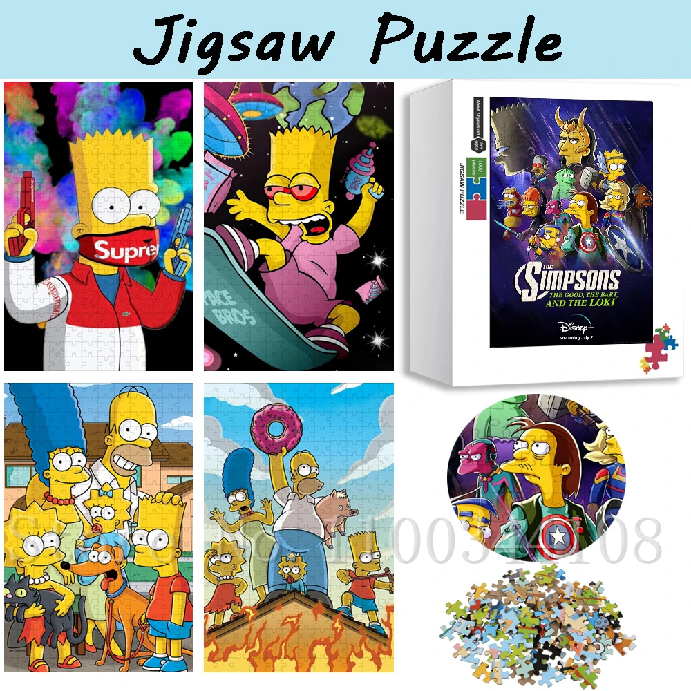 Disney Cartoon 1000 Pieces Puzzles for Adults The Simpsons Animation Jigsaw Puzzles Children's Educational Intellectual Game Toy