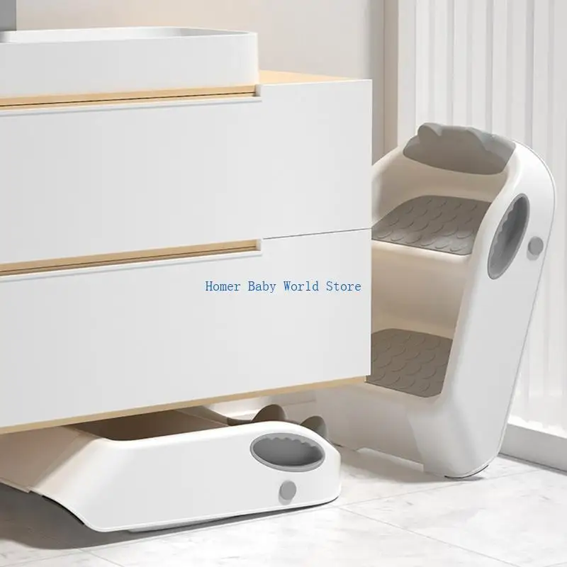 B2QD قعادة التدريب سلم البراز مساعد طفل يخطو البراز خطوة البراز طوي 2 خطوة البراز للحمام يسهل حملها #3