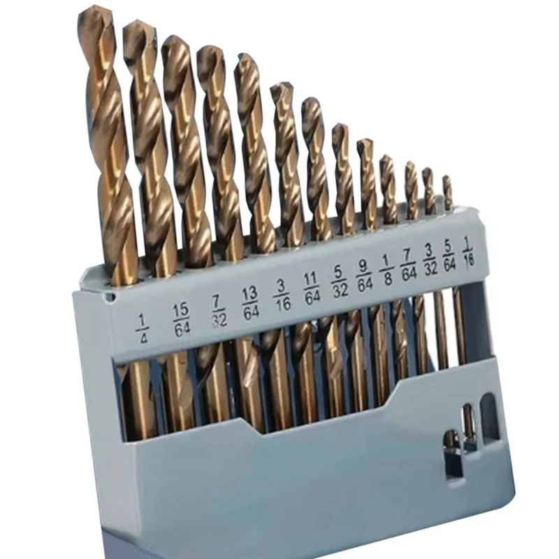 

Cobalt Drill Bits Set M35 High Speed Steel Twist Jobber Length For Hardened Metal, Stainless Steel, Cast Iron