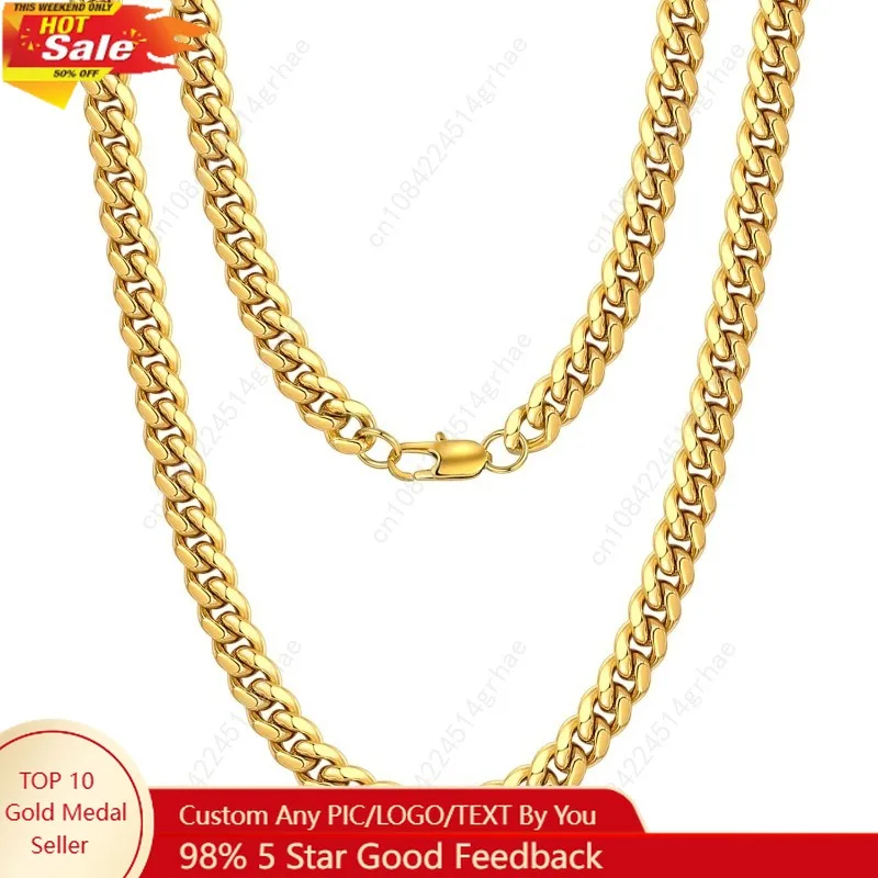 

Jewlpire Cuban Link Chain for Men, Silver/Gold Chain for Men Women, 4mm/6mm/10mm Mens Necklace, 18K Gold Plated/316L Stainless S
