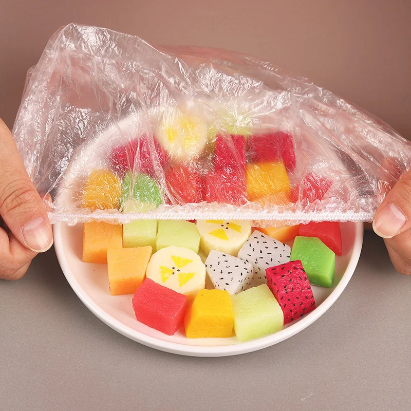 100pcs Disposable Food Storage Cover Reusable Elastic Fresh Food Covers Stretch Wrap Bowl Dish Food Cover Fresh Keeping Bags