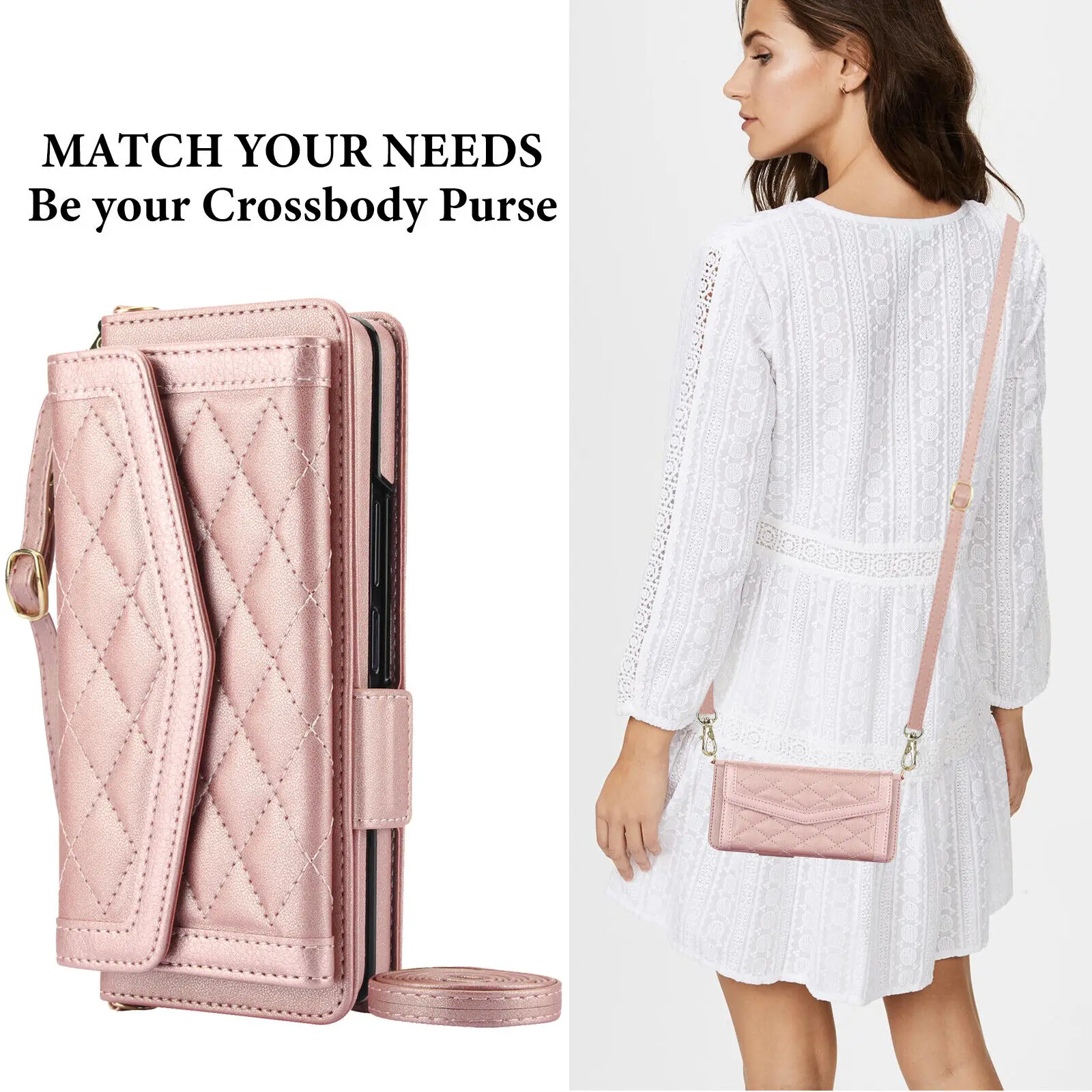 Crossbody Leather Wallet Phone Case Card Holder For Samsung Galaxy Z Fold 6 5 4 3 with S-Pen Holder Straps Hand Holder Cover