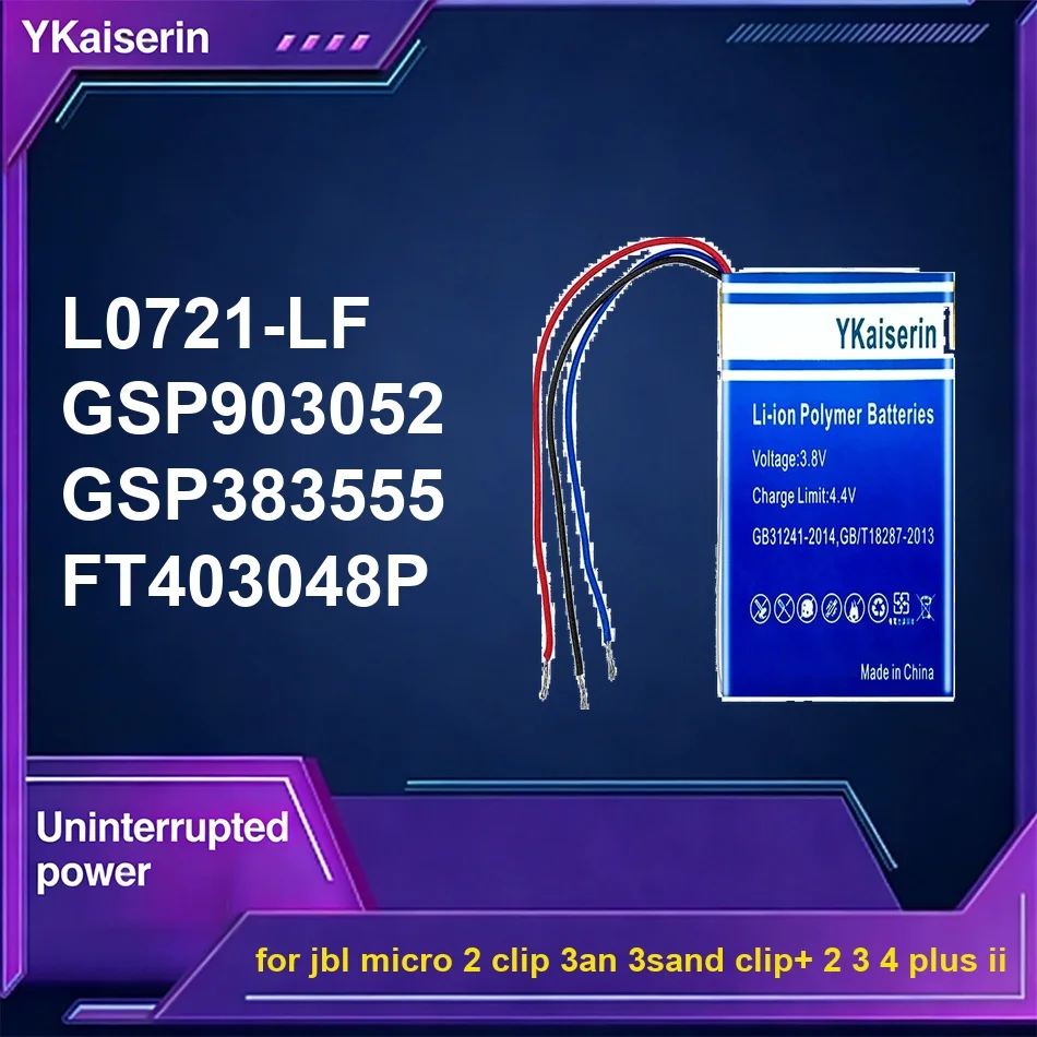 

Аккумулятор с длительным сроком службы FT403048P L0721-LF GSP383555 1300-1500 мАч для Jbl Micro 2 Clip 3AN 3SAND clip+ 2 3 4 Plus II