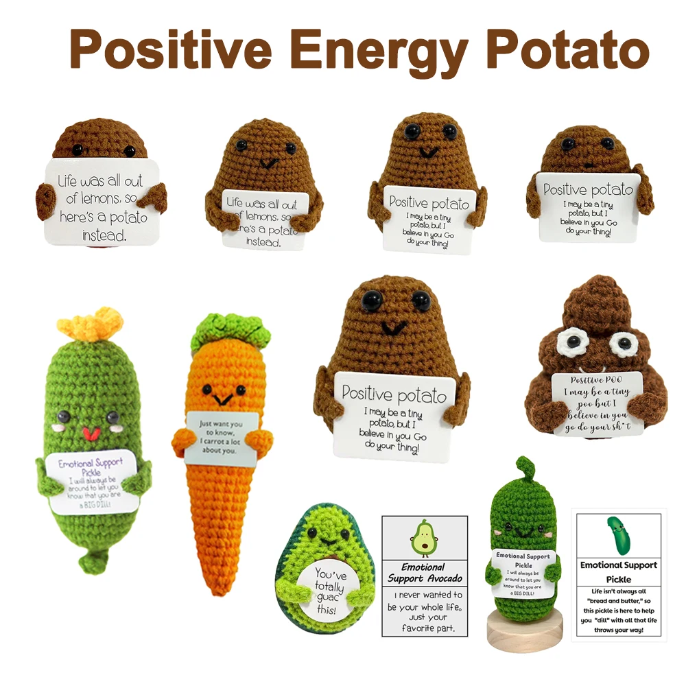 Handmade Positive Energy Potato Hug Pocket Handmade Cucumber Funny Knitted Doll Christmas Gift Home Room Decoration Ornaments